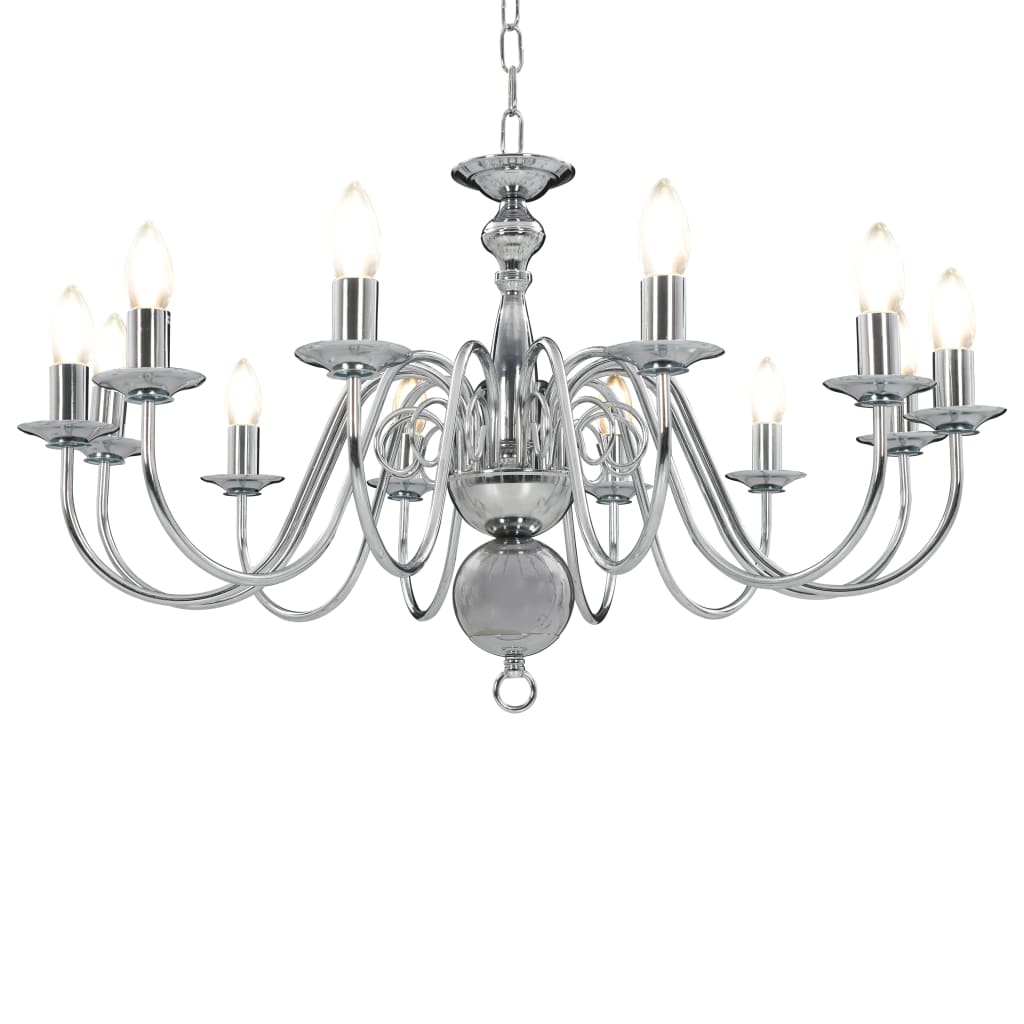 Taklampe Lysekrone sølv 12 x E14 lyspærer