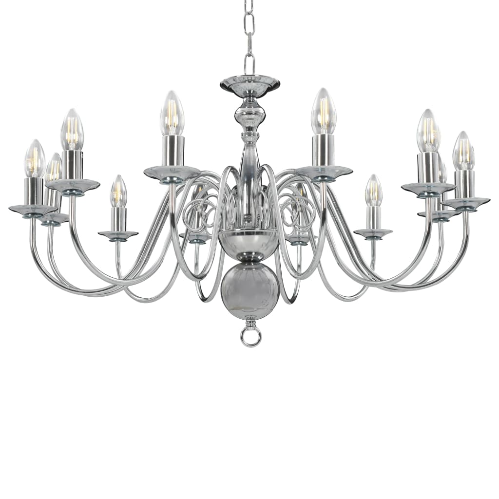 Taklampe Lysekrone sølv 12 x E14 lyspærer