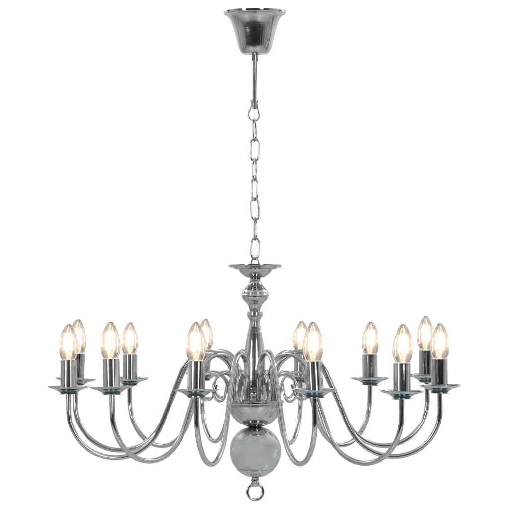 Taklampe Lysekrone sølv 12 x E14 lyspærer