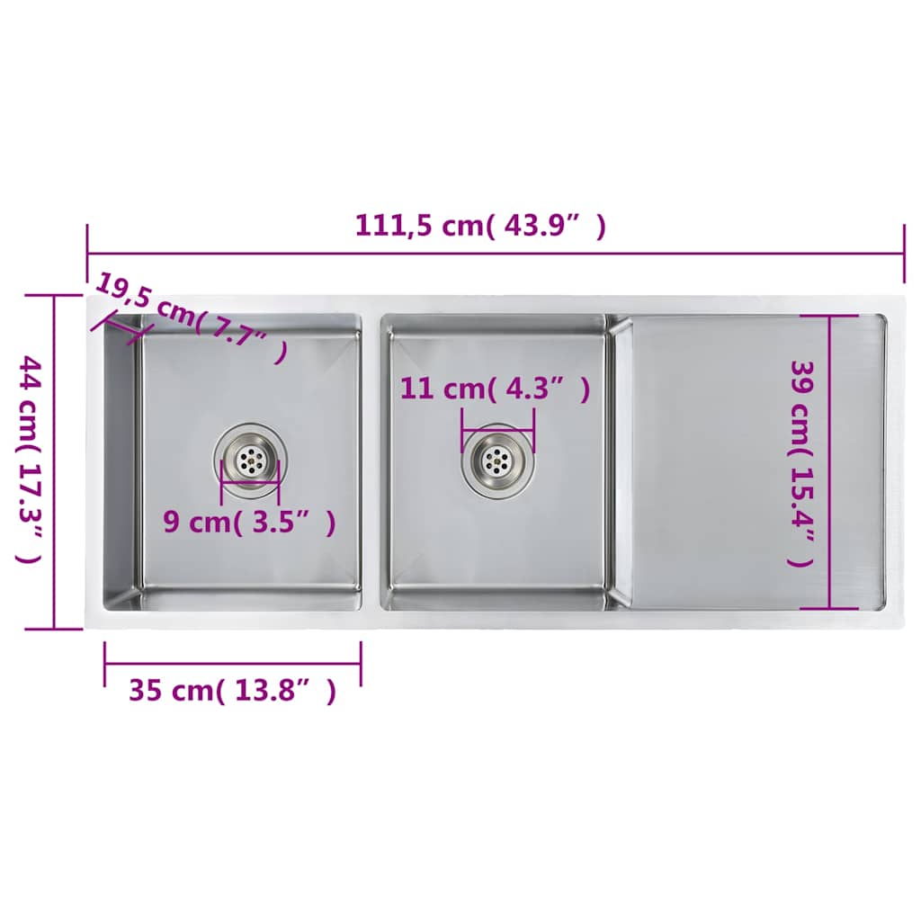 Kjøkkenvask Håndlaget rustfritt stål