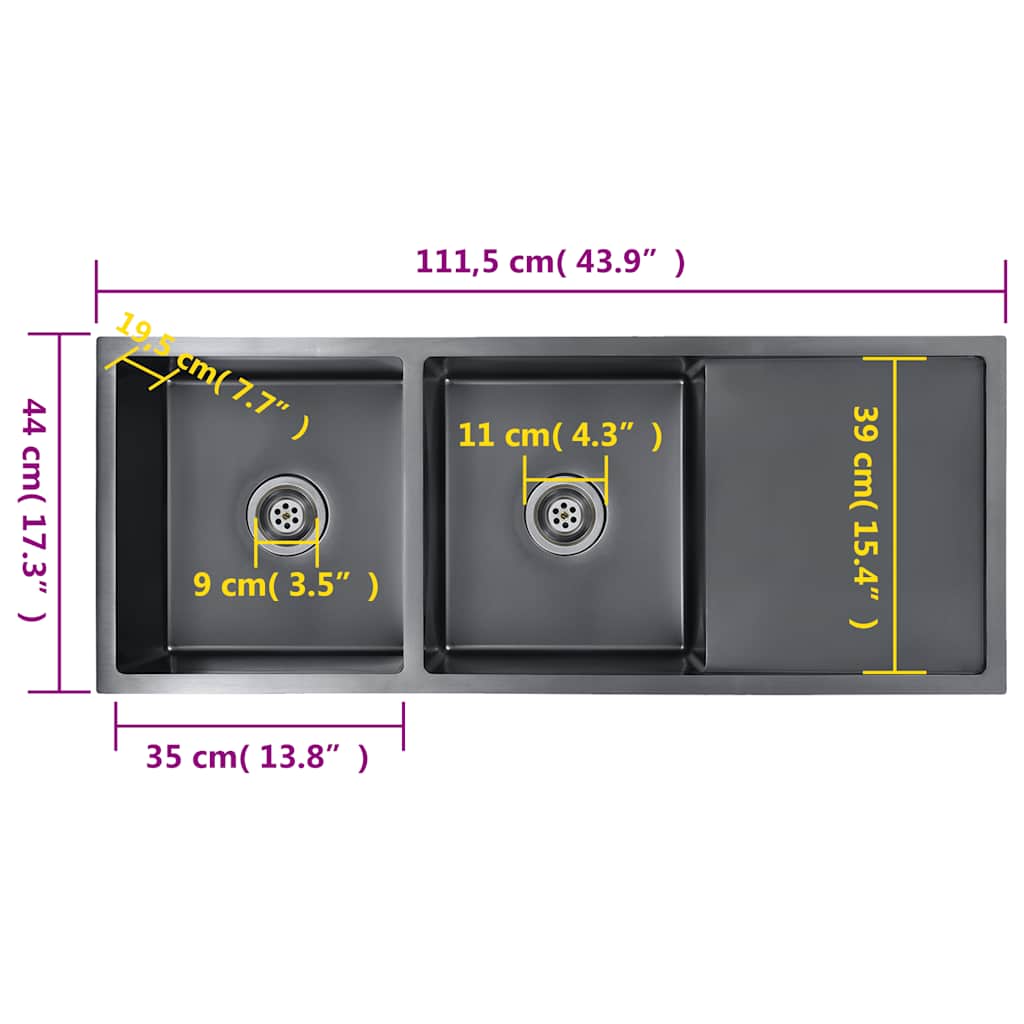 Kjøkkenvask Håndlaget Svart rustfritt stål