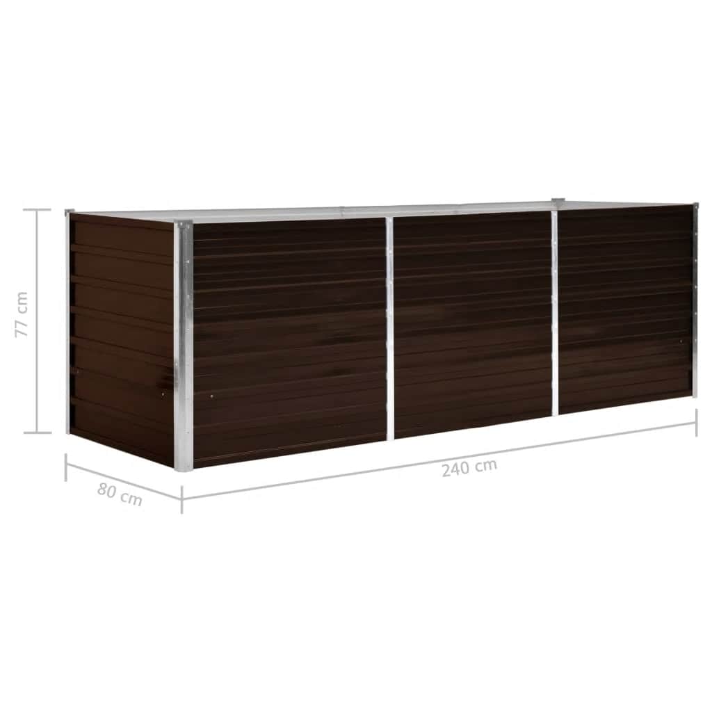 Høybed brun 240x80x77 cm galvanisert stål