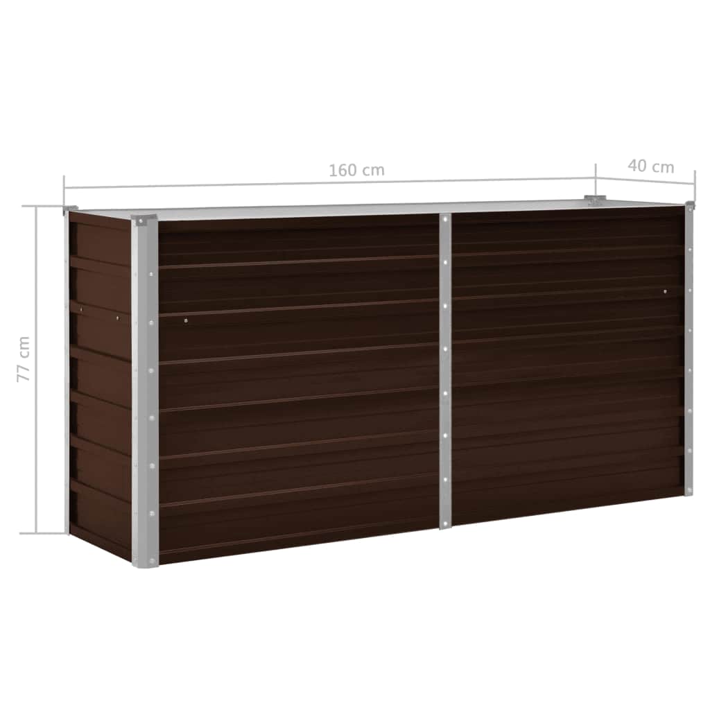 Høybed brun 160x40x77 cm galvanisert stål