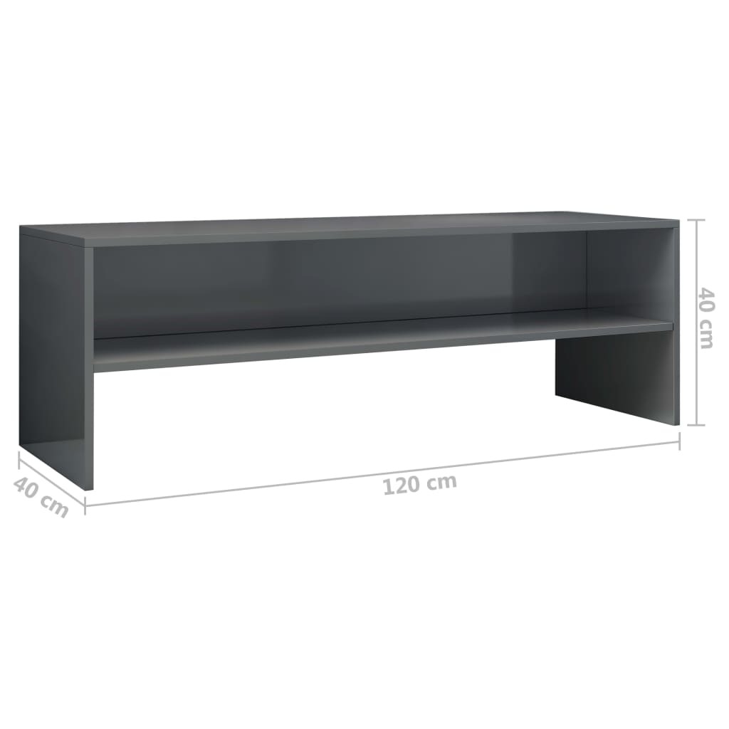 TV-Møbel Høyglans Grå Tv-benk 120x40x40 cm