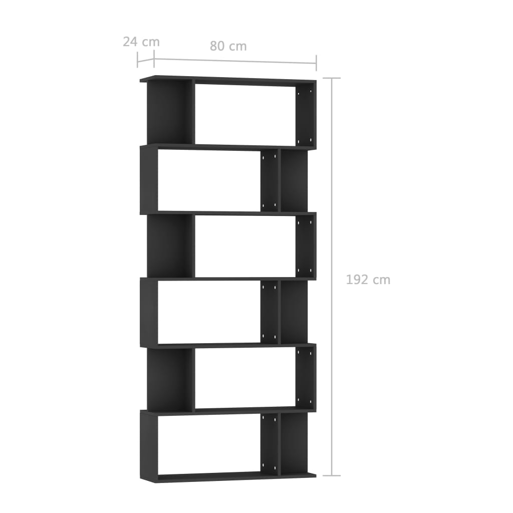 Bokhylle Svart Romdeler 80x24x192 cm
