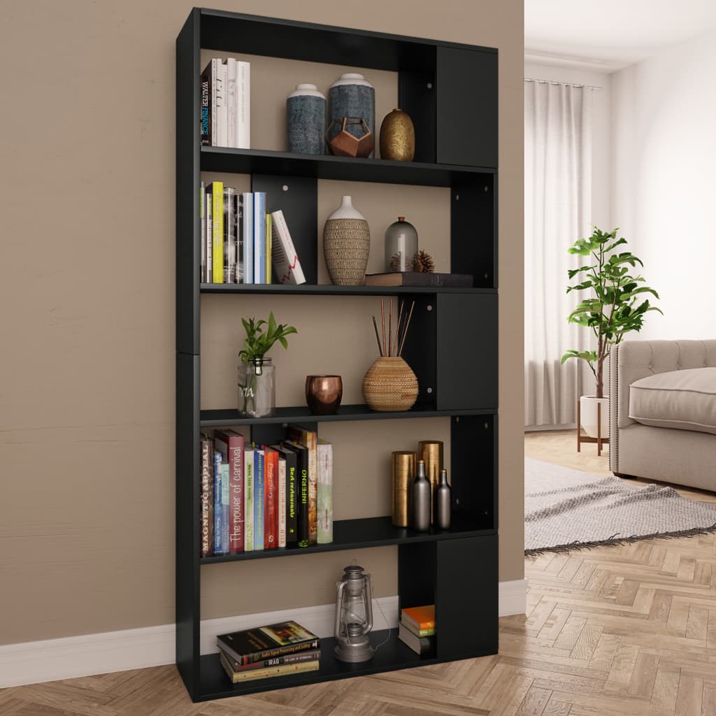 Bokhylle Svart Romdeler 80x24x159 cm