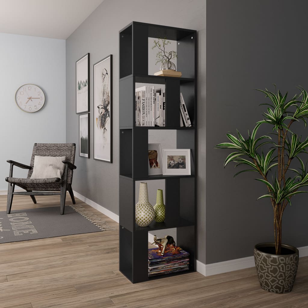 Bokhylle Svart Romdeler 45x24x159 cm