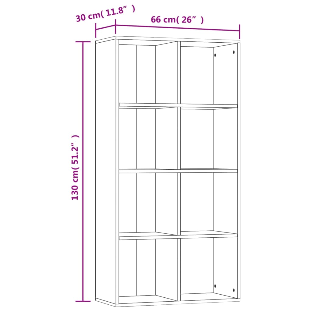 Bokhylle Sonoma Eik 66x30x130 cm