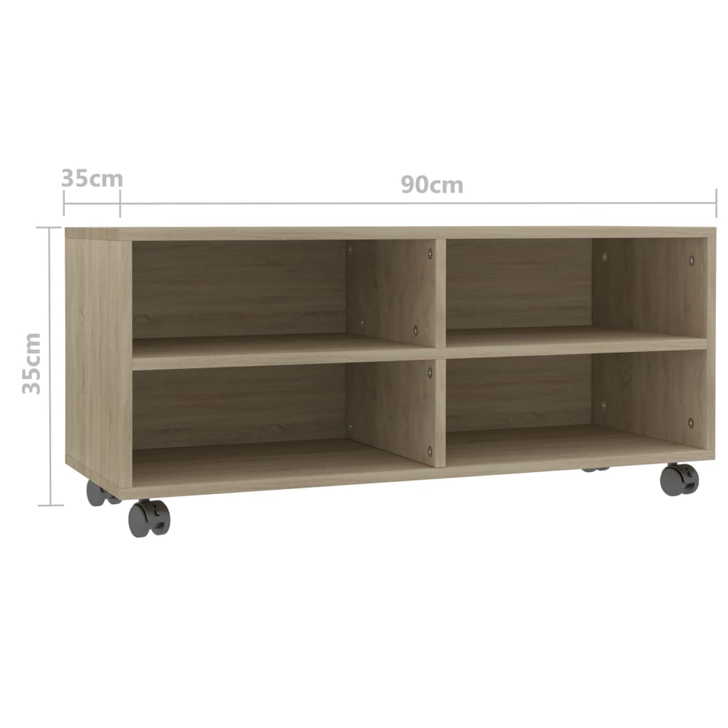 TV-Møbel Sonoma Eik Tv-benk med hjul 90x35x35 cm