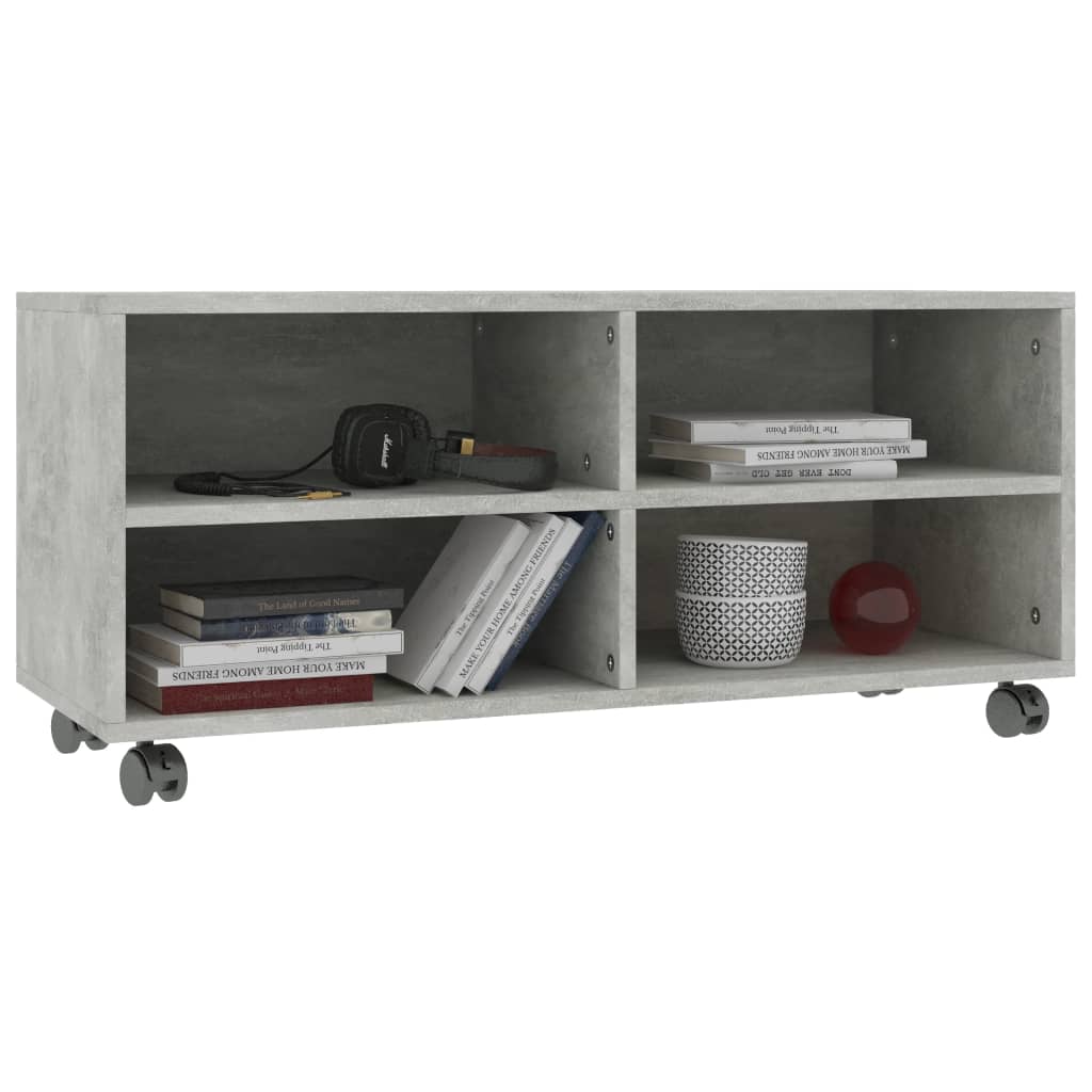 TV-Møbel Betonggrå Tv-benk med hjul 90x35x35 cm