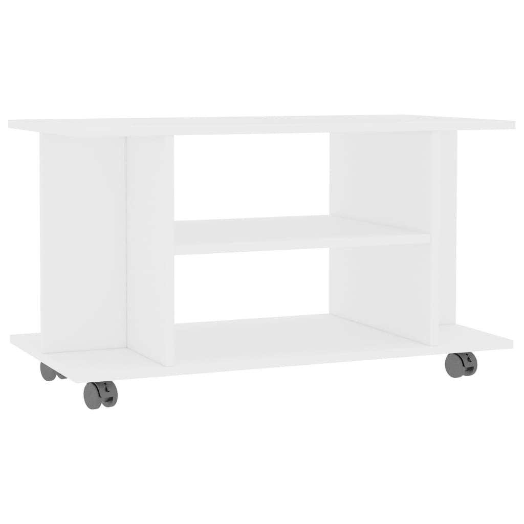 TV-Møbel Hvit Tv-benk med hjul 80x40x45 cm