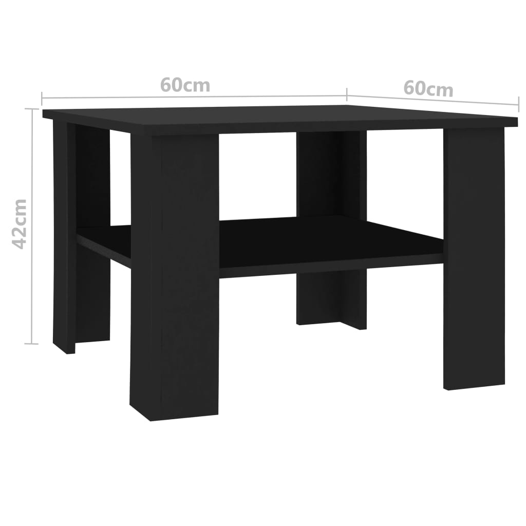 Salongbord Sofabord Svart 60x60x42 cm
