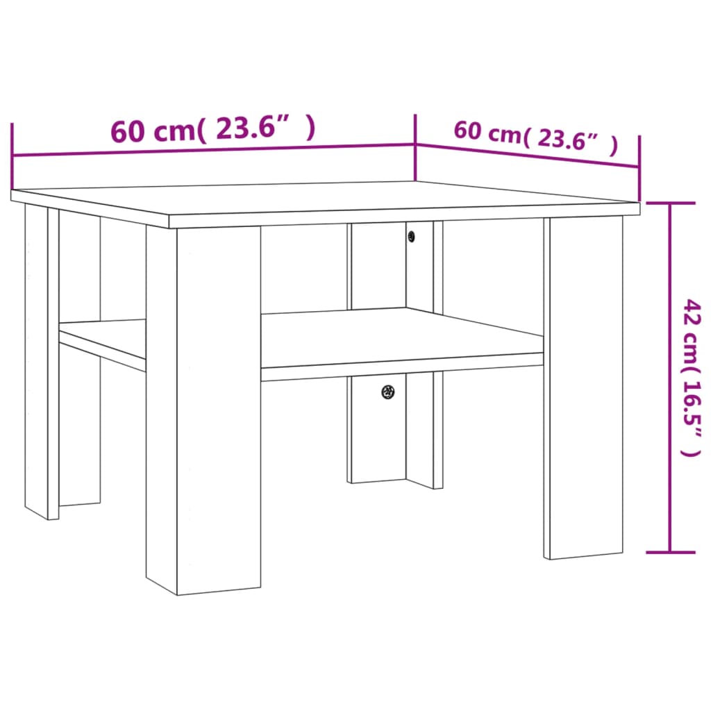 Salongbord Sofabord Betonggrå 60x60x42 cm
