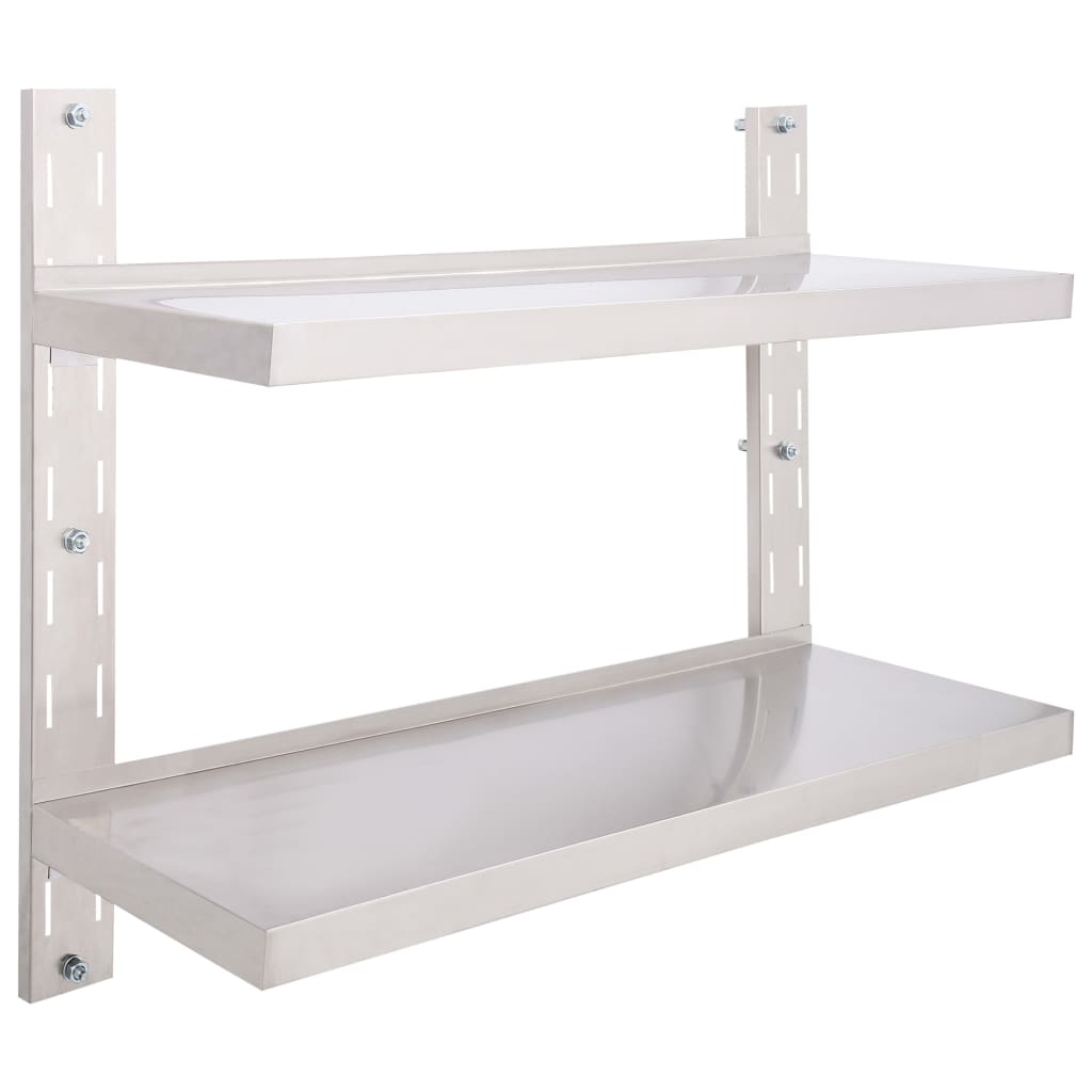 Vegghylle DIV. Flytende vegghylle 2 nivåer rustfritt stål 100x30 cm