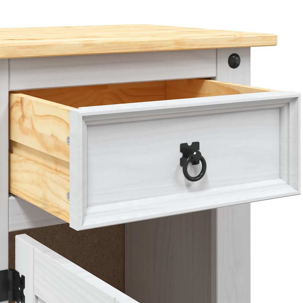 Nattbord Sengbord Hvit meksikansk Corona-stil furu 53x39x67 cm