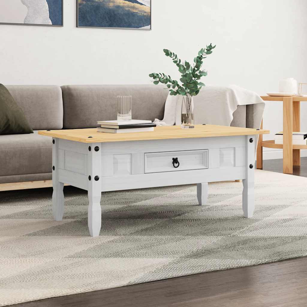 Salongbord Sofabord Hvit meksikansk Corona-stil furu 100x55x44 cm