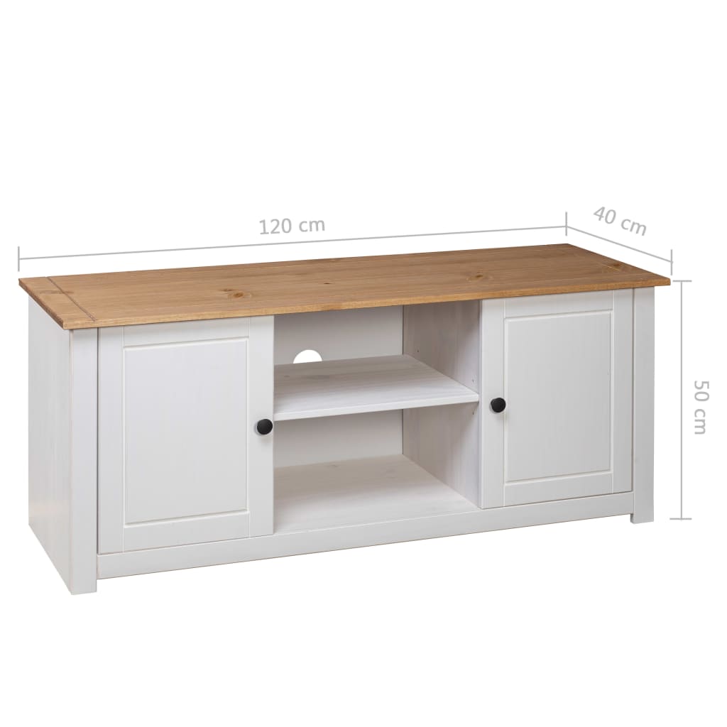 TV-Møbel Hvit TV-benk 120x40x50 cm heltre furu Panama Range
