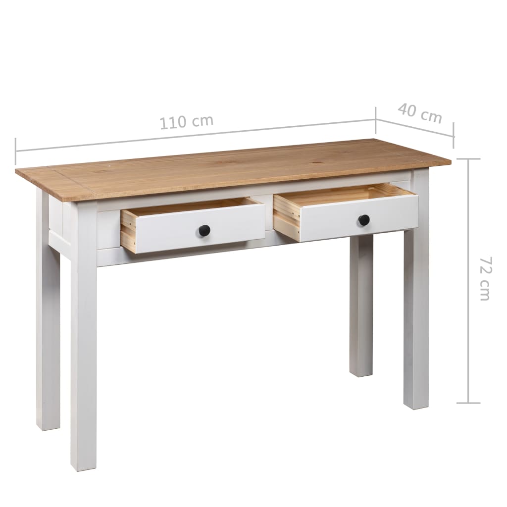 Avlastningsbord Konsollbord Hvit 110x40x72 cm heltre furu Panama Range