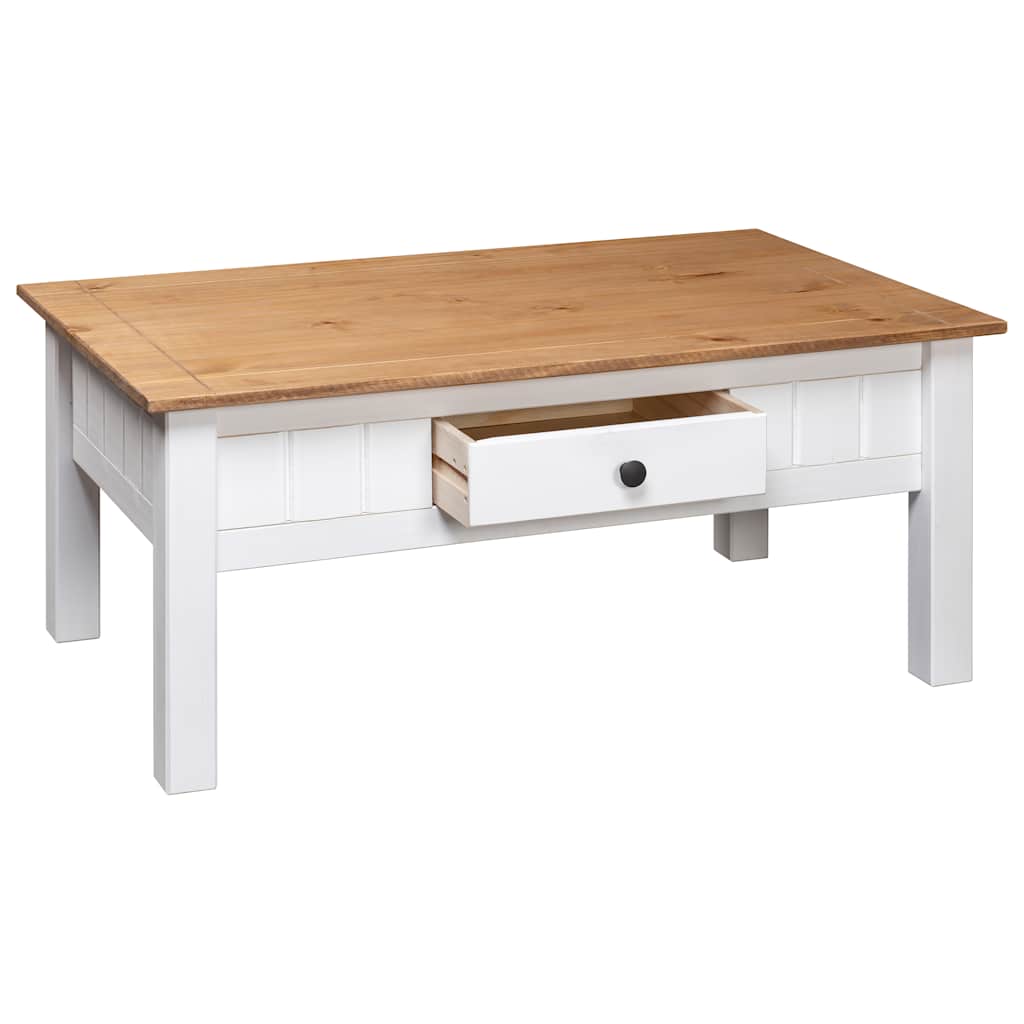 Salongbord Sofabord Hvit 100x60x45 cm heltre furu Panama Range
