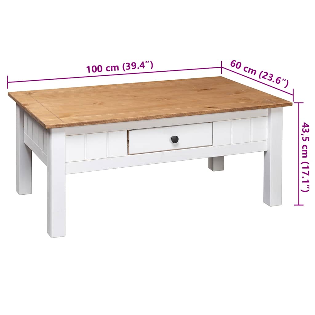 Salongbord Sofabord Hvit 100x60x45 cm heltre furu Panama Range