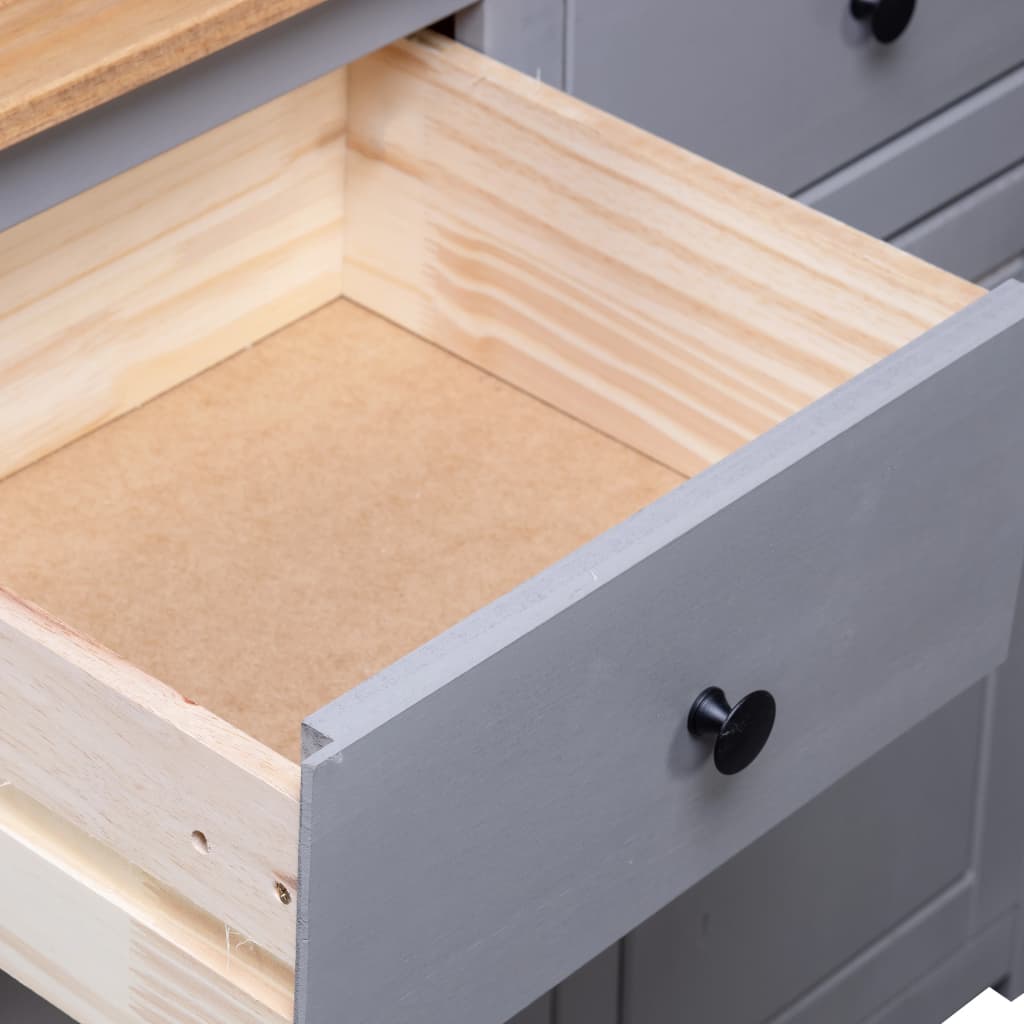 Skjenk Grå 93x40x80 cm heltre furu Panama Range
