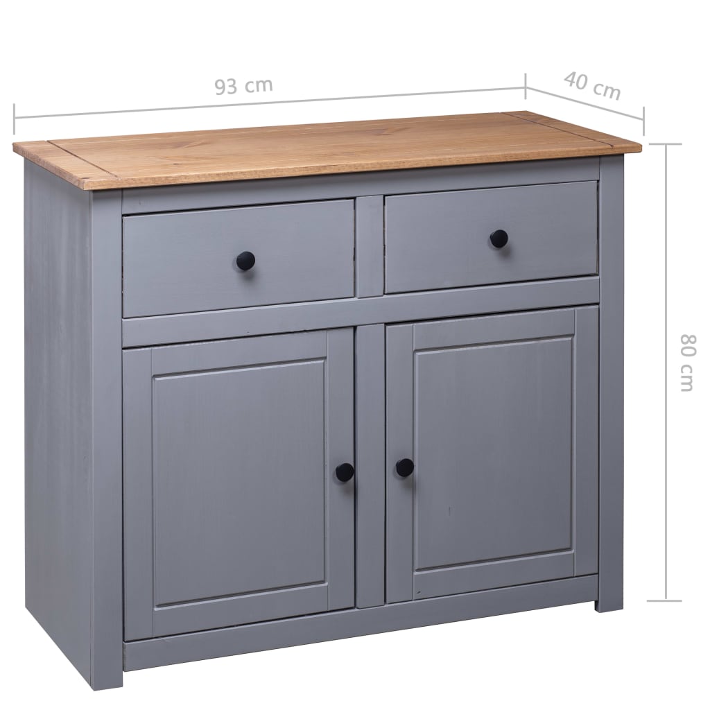 Skjenk Grå 93x40x80 cm heltre furu Panama Range