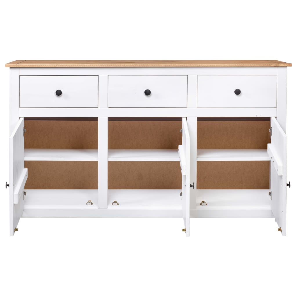 Skjenk Hvit 135x40x80 cm heltre furu Panama Range