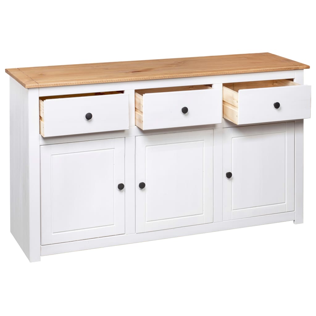 Skjenk Hvit 135x40x80 cm heltre furu Panama Range