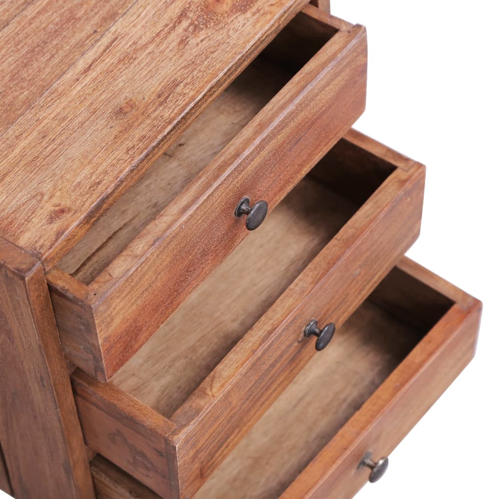 Nattbord Sengbord Tre heltre mahogni med 3 skuffer 35x25x35 cm