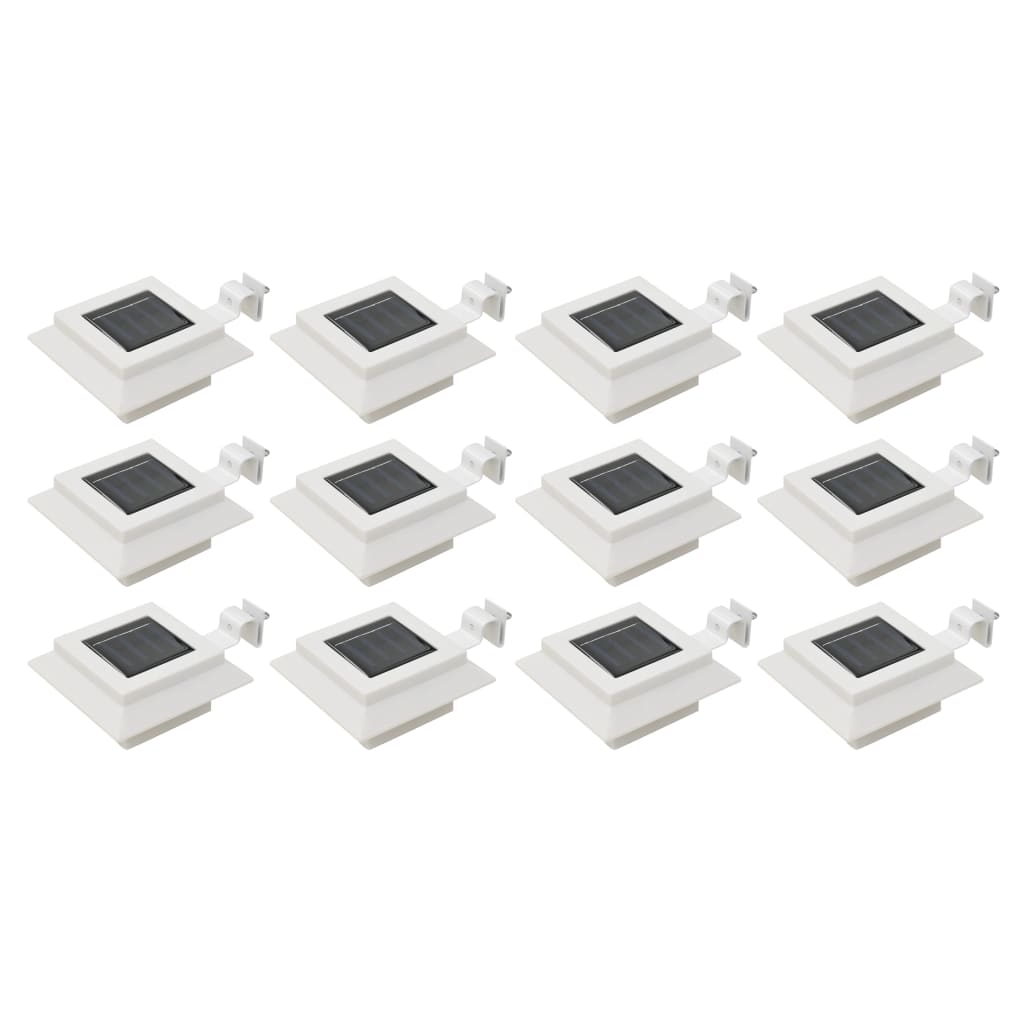 Hagebelysning Vegg Solcelle 12 stk LED firkantet 12 cm hvit