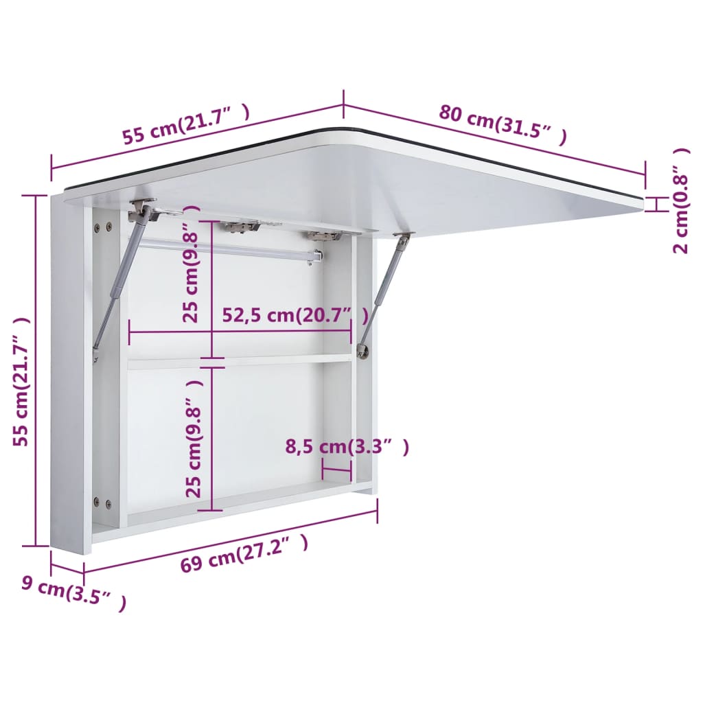Baderomsspeil LED Speilskap til bad 80x9,5x55 cm