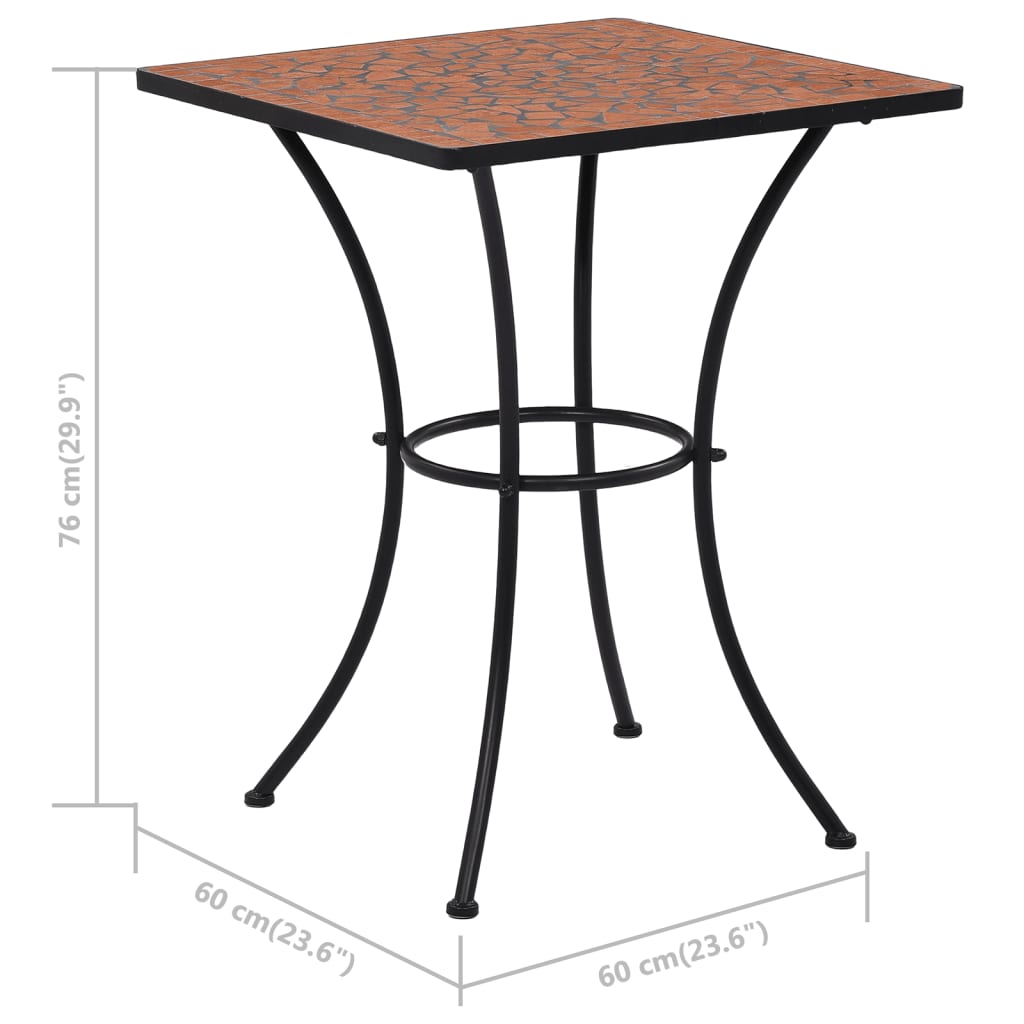 Hagebord Metall Cafébord Mosaikk Bistrobord terrakotta 60 cm keramikk