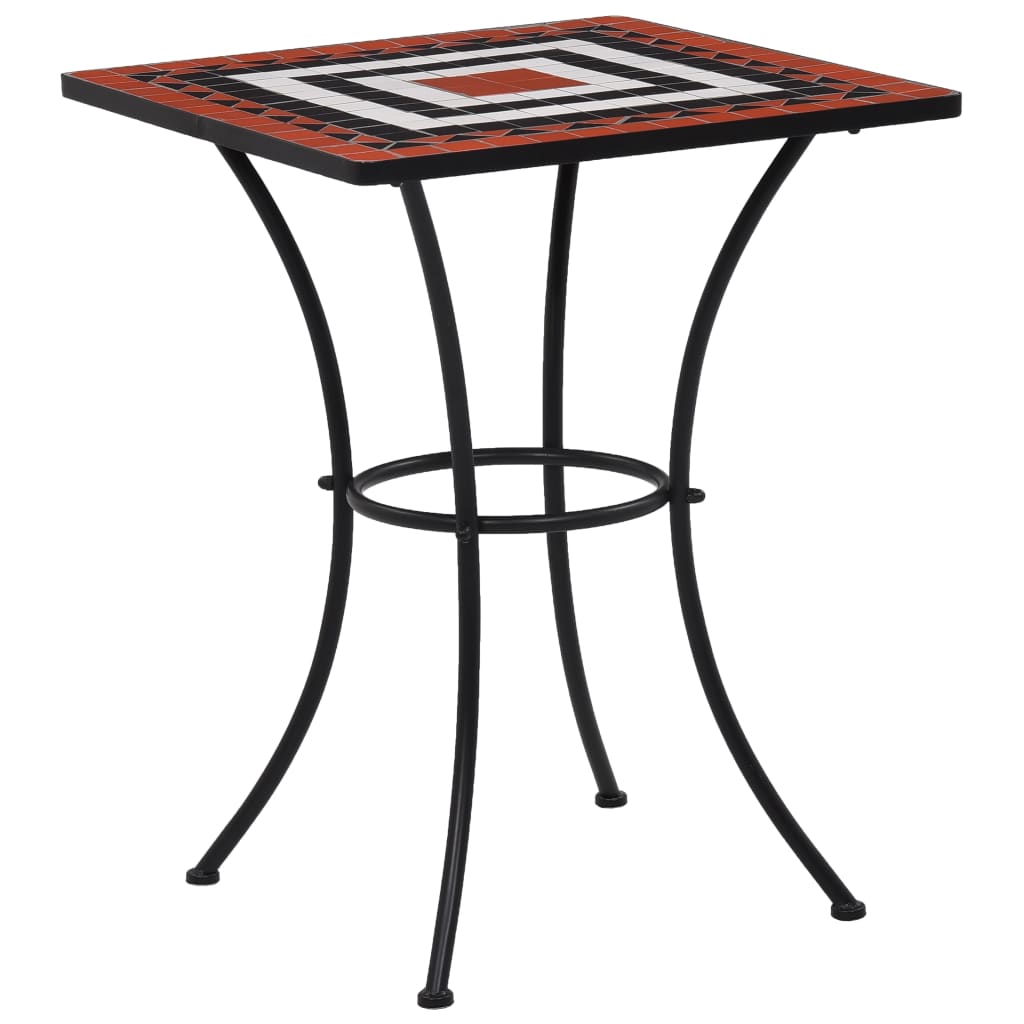 Hagebord Metall Cafébord Mosaikk Bistrobord terrakotta og hvit 60 cm keramikk