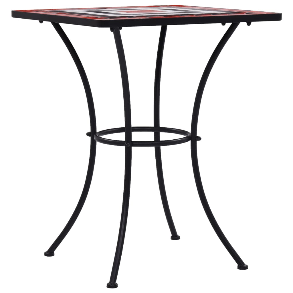Hagebord Metall Cafébord Mosaikk Bistrobord terrakotta og hvit 60 cm keramikk