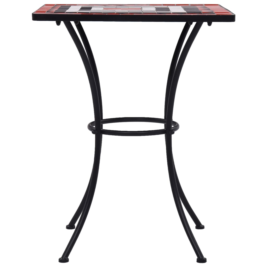 Hagebord Metall Cafébord Mosaikk Bistrobord terrakotta og hvit 60 cm keramikk