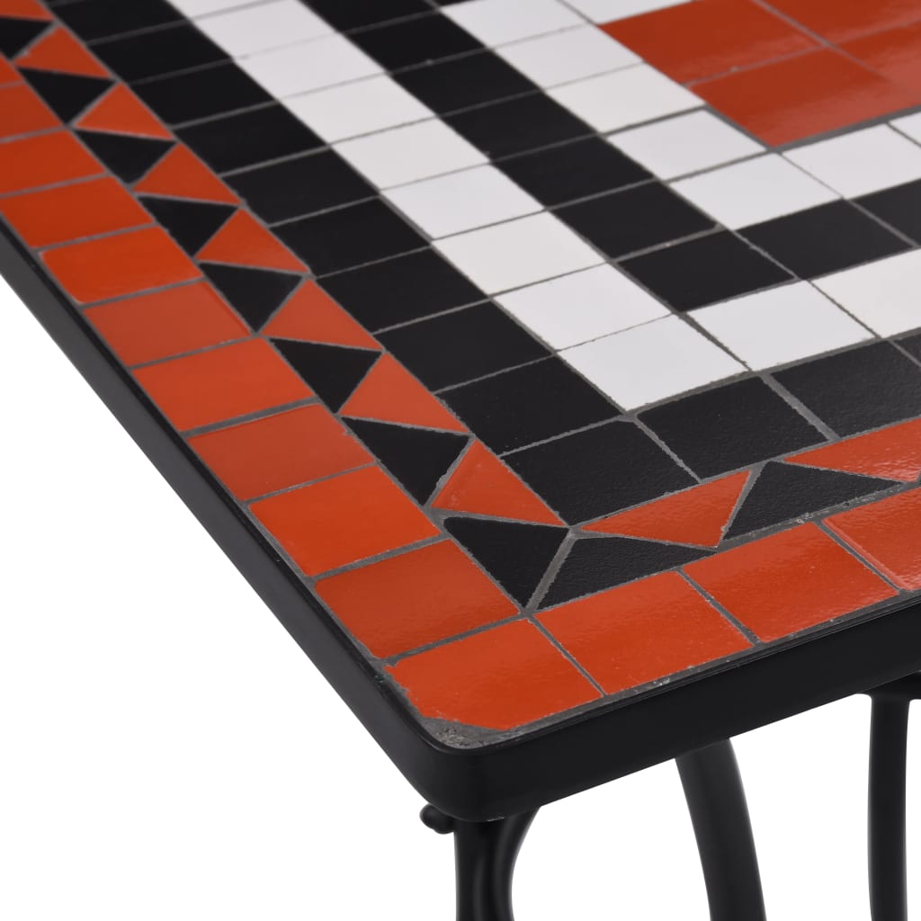Hagebord Metall Cafébord Mosaikk Bistrobord terrakotta og hvit 60 cm keramikk