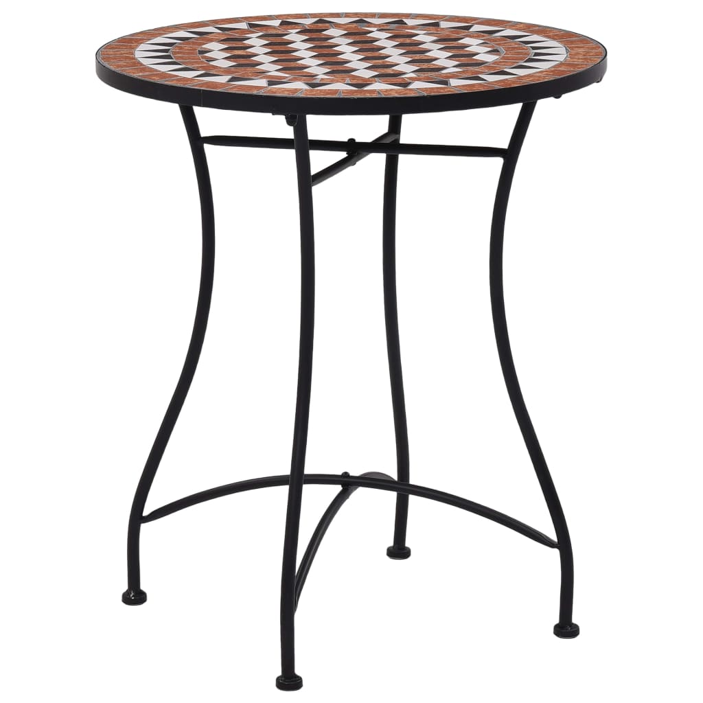Hagebord Metall Cafébord Mosaikk Bistrobord brun 60 cm keramikk