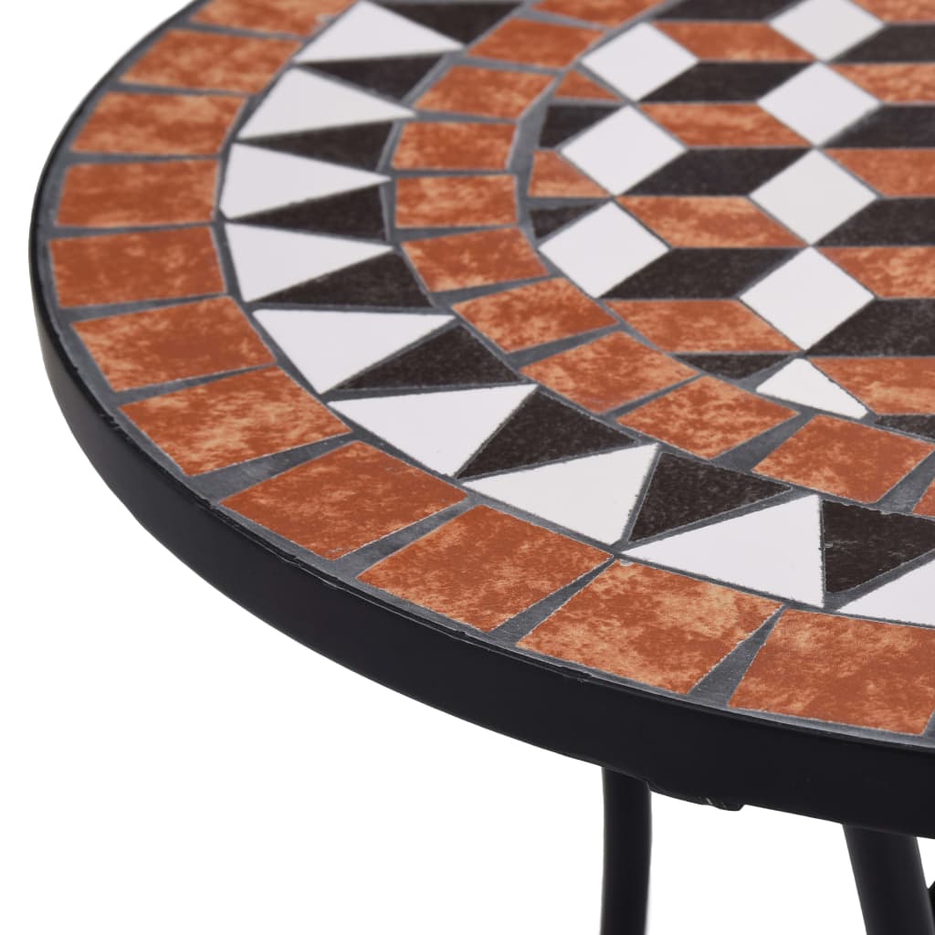 Hagebord Metall Cafébord Mosaikk Bistrobord brun 60 cm keramikk