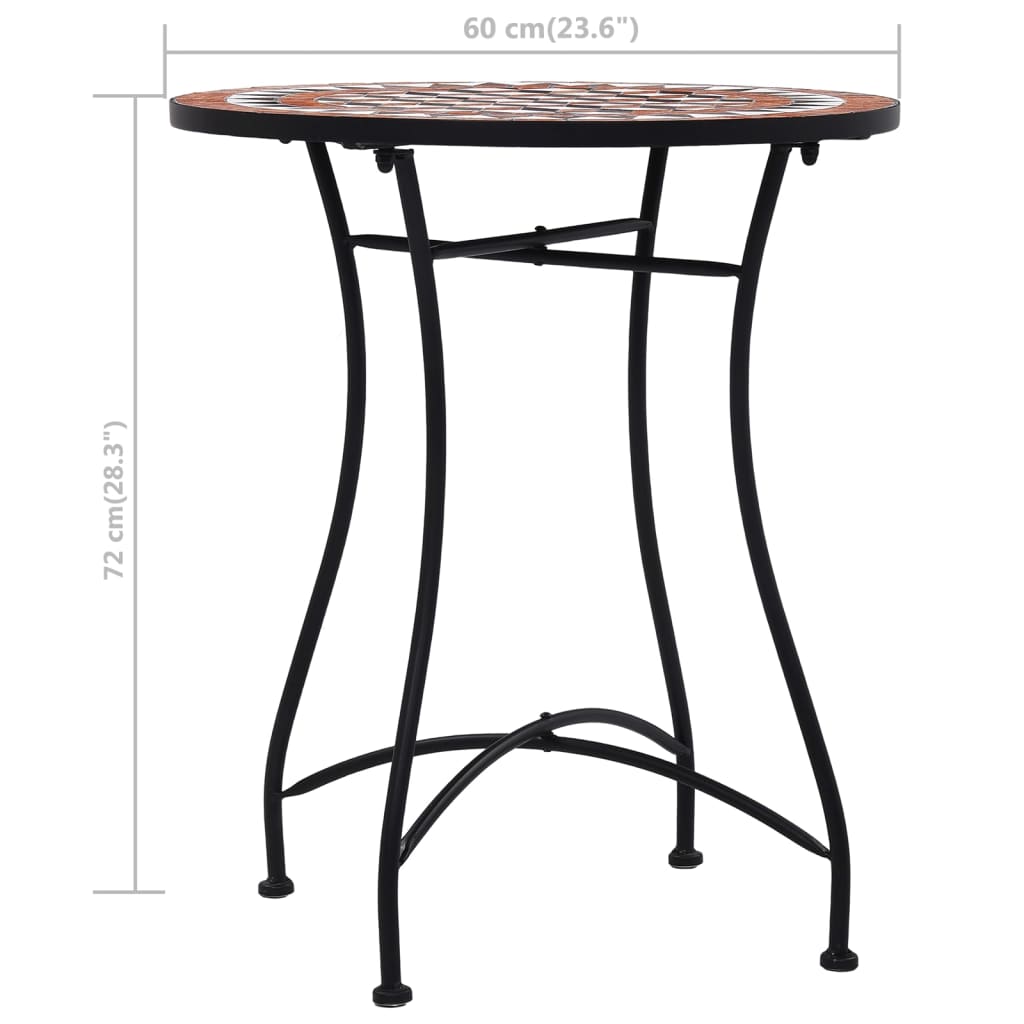 Hagebord Metall Cafébord Mosaikk Bistrobord brun 60 cm keramikk