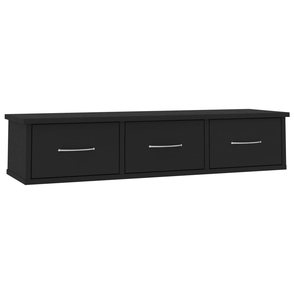 Vegghylle Svart med skuff 88x26x18,5 cm