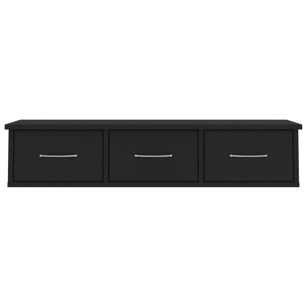 Vegghylle Svart med skuff 88x26x18,5 cm