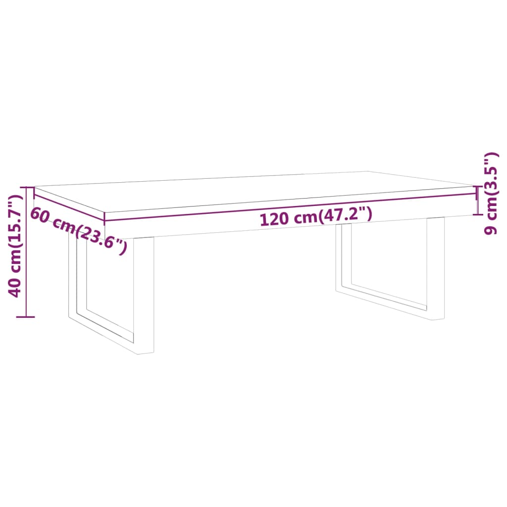 Salongbord mørkebrun og svart 120x60x40 cm MDF og jern