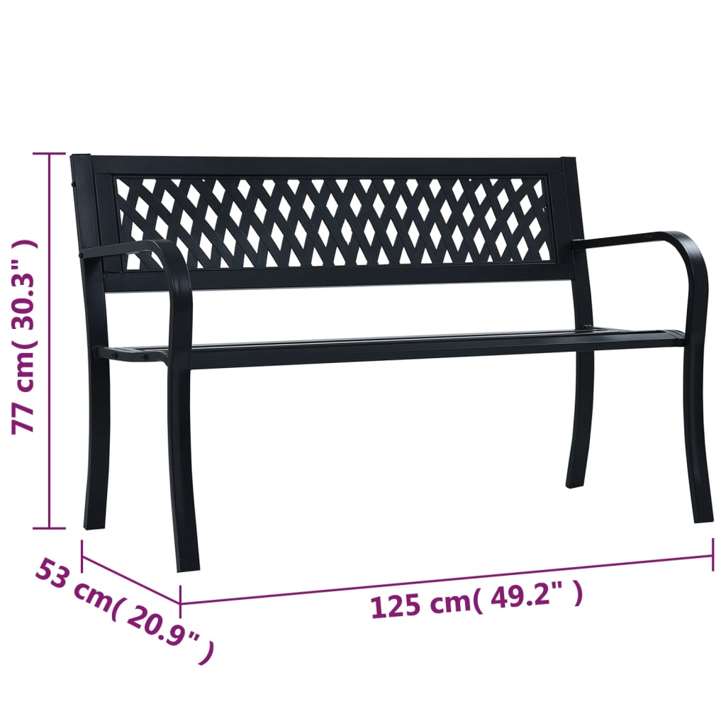 Hagebenk Metall 125 cm svart stål