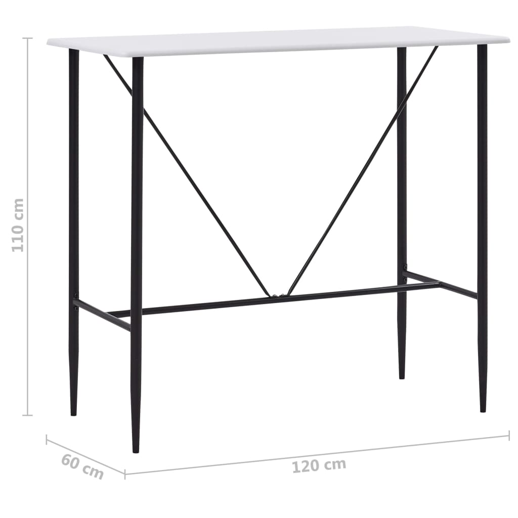 Barbord hvit 120x60x110 cm MDF