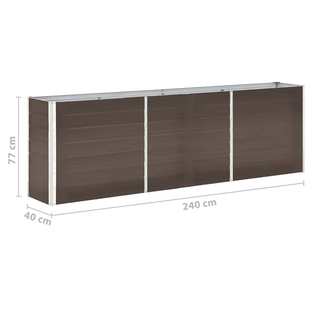 Høybed galvanisert stål 240x40x77 cm brun