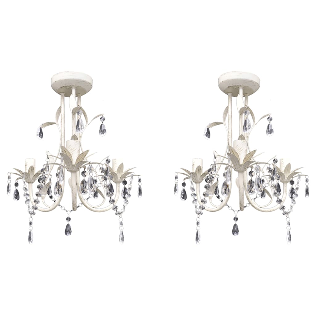 Taklampe Lysekrone KrystalTaklampe Lysekrone 2 stk elegant Hvit