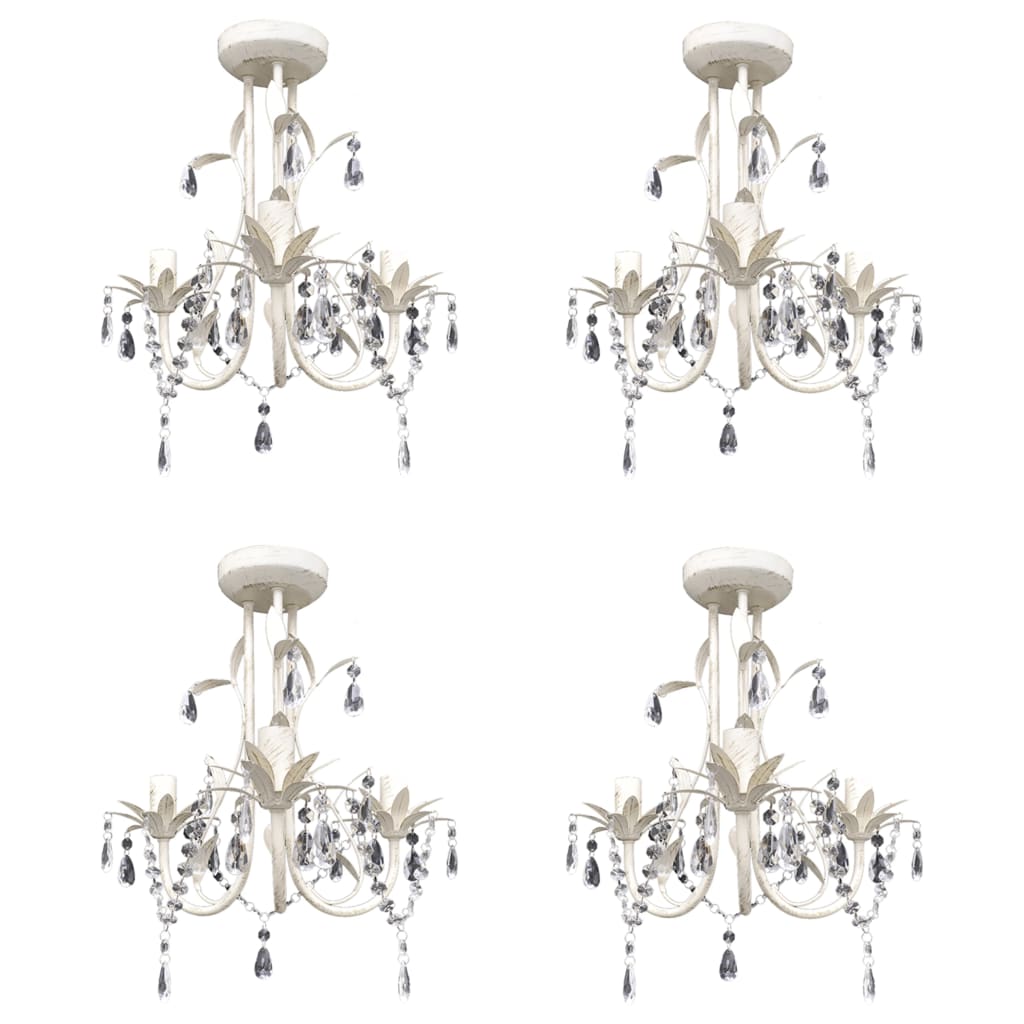 Taklampe Lysekrone Krystallysekrone 4 stk elegant hvit