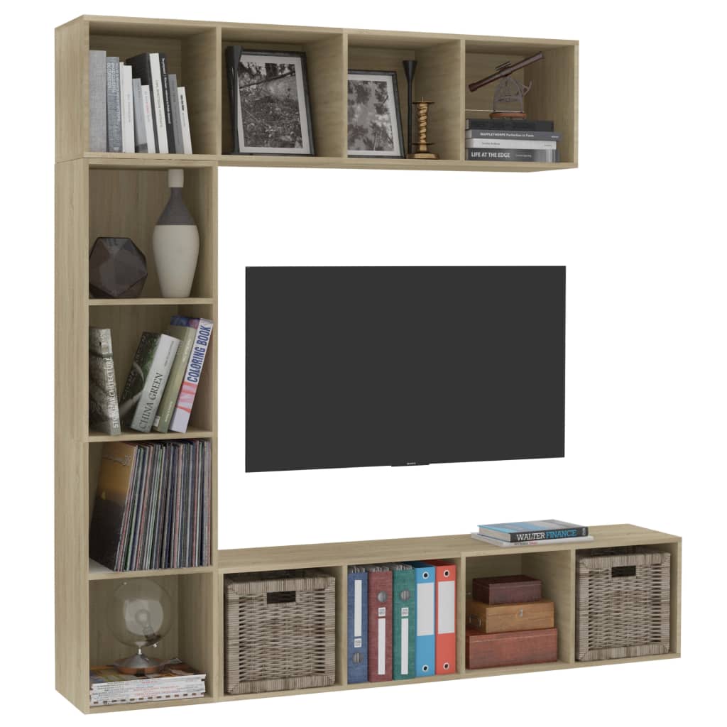 Skapsett 3 deler sonoma eik 180x30x180 cm