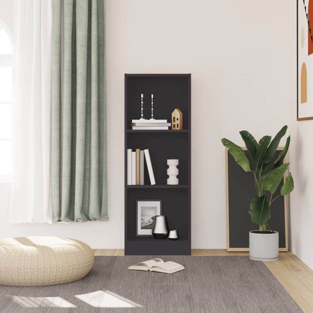 Bokhylle Grå 3 nivåer 40x24x109 cm