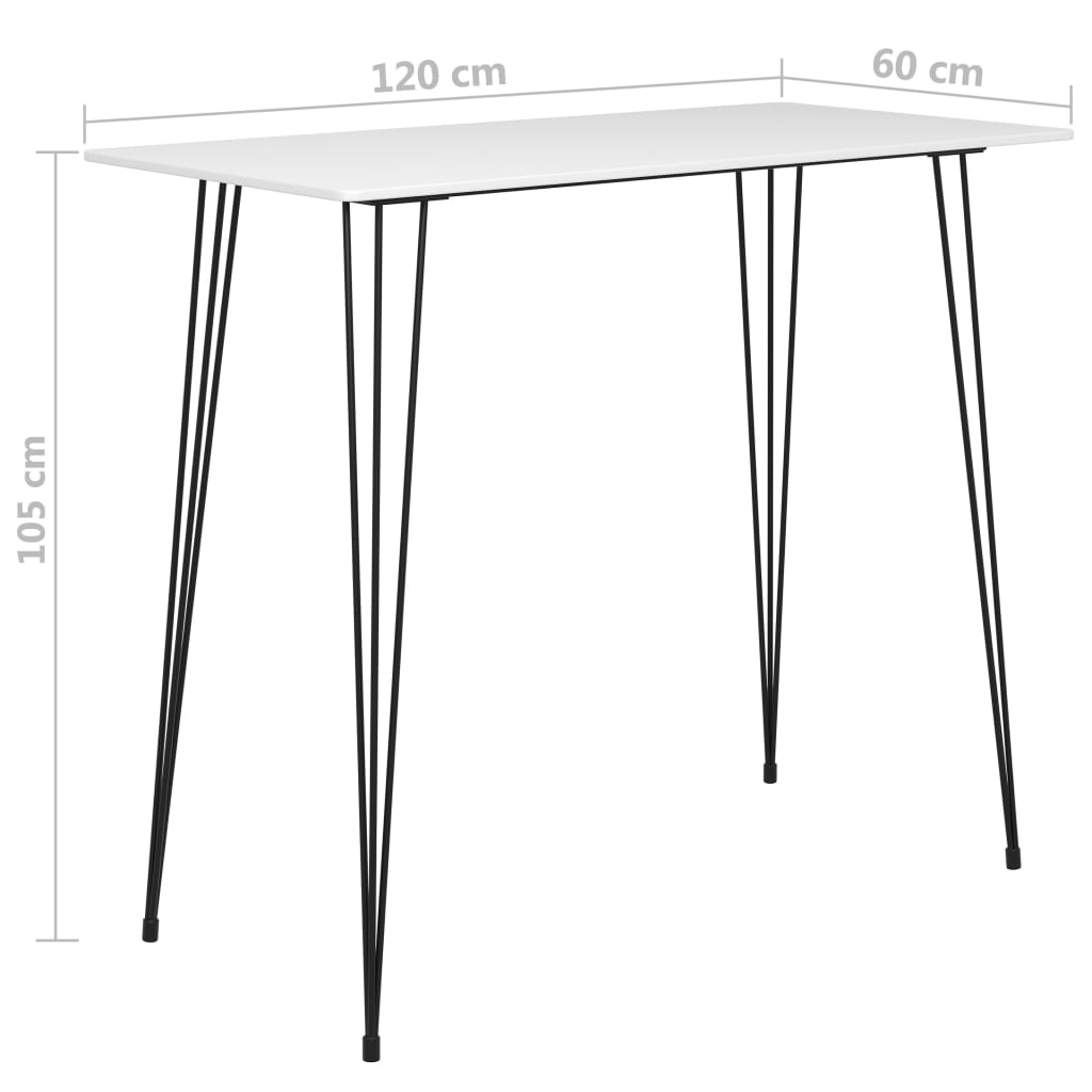 Barbord hvit 120x60x105 cm
